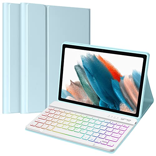 Galaxy Tab A8 10,5 Zoll 2022 Tastatur mit Hintergrundbeleuchtung, abnehmbare kabellose Tastatur, Schutzhülle kompatibel mit Samsung Galaxy Tab A8 10,5 Zoll SM-X200 X205 X207 Tablet, Blau von TaIYanG