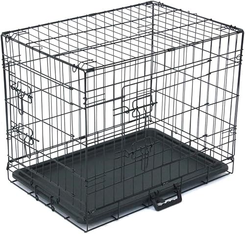 TactFire Hundekäfig Faltbar klappbar mit 2 Türen,Hundehöhle Hundebox Auto mit Bodenschale,(S) 60.5 x 44 x 49.5 cm von TactFire