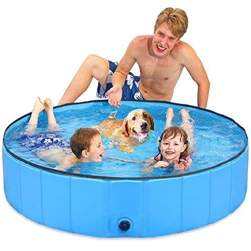 Taeku Hundepool für Große Kleine Hunde, Faltbare Haustier Planschbecken PVC rutschfest Pools Verschleißfest Schwimmbecken Hundebadewanne (Bleu 160 * 30cm) von Taeku