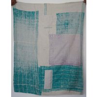 Baby Kantha Bestickte Handgemachte Patchwork Farbe Arbeit Vintage Kinder Handarbeit Überwurf Wendedecke Baumwolle Quilt von Tagayi