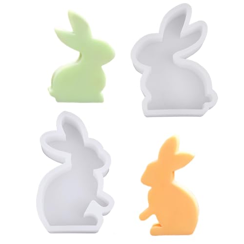 Taicols 2 Stück Ostern Kaninchen Silikonformen Gießformen, Hasenform für Ostern, 3D Hase Kerzenformen, DIY Hase Backform, für Fondant, Schokolade, Gips, Kerzen, Seife, Handwerk (A) von Taicols