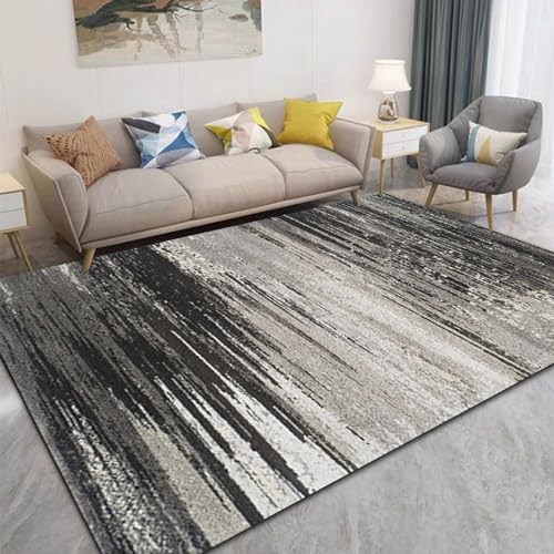 Taidianolp Teppich Wohnzimmer Deko,Black,160 x 220 cm,Schwarz Grau Abstrakt Design Modern von Taidianolp