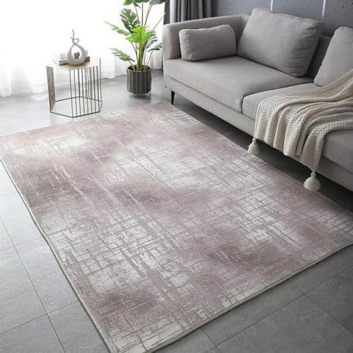 Taidianolp Teppich Wohnzimmer Deko,Brown,150 x 150 cm,Braun Grau Streifen Meliert Abstraktes Design Moderne Muster von Taidianolp