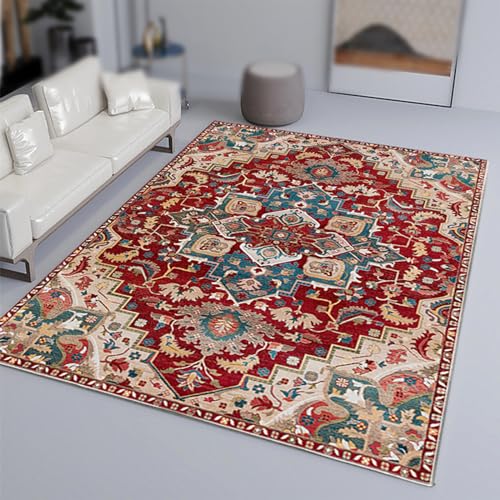 Teppich Wohnzimmer Deko,Multicoloured,200 x 250 cm,Rot, Blaugrün, Blau, Gelb, Beige, Blumen, Traditionelle, Vintage, Muster von Taidianolp