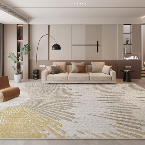 Teppich Wohnzimmer Deko,Taupe,120 x 150 cm,Moderner Abstrakter Druck Gelb Taupe Kühles Grau von Taidianolp