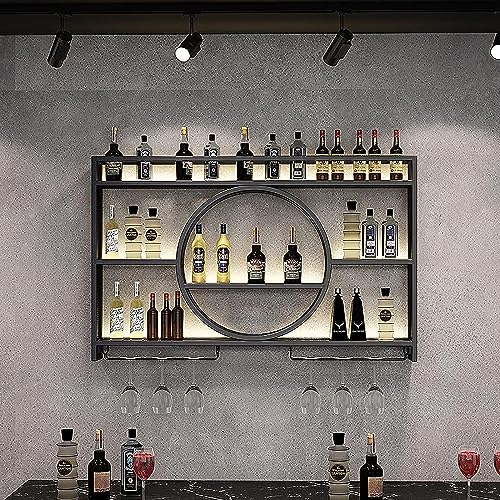 Taifuan Industrial Wall-Mounted Wine Rack, Hanging Round Wine Rack Cabinet Made of Metal,Iron Wine Rack for Bar,Floating Bar Shelves, Multifunctional Storage Rack, for Home Restaurant Bars von Taifuan