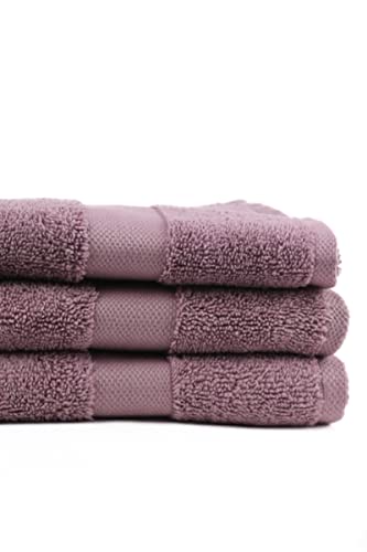 Taka Fabrics 3-teiliges Set, hochwertige Wave-Kollektion, 100% Baumwolle, Handtücher, Bade-, Hand-, Gesichts- und Gästehandtücher-Sets (50x80 cm, Purple) von Taka Fabrics