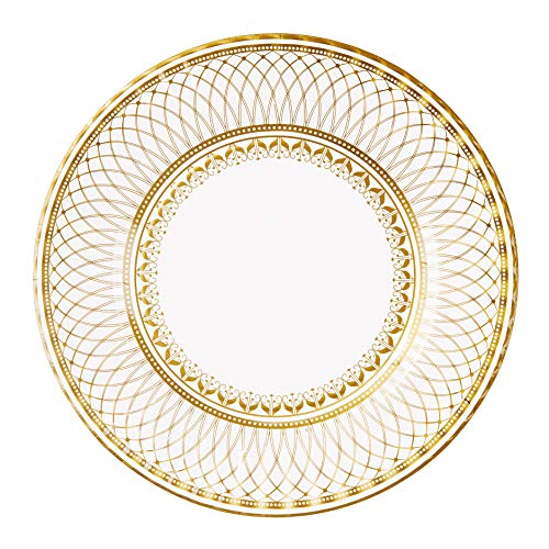 8 Pappteller in Gold-Weiß, von EDesigns. Elegant, einweg Tafelgeschirr. Ideal für Weihnachten, Hochzeit, Dinnerparty, Junggesellinnenabschiedsfeier, Kaffeeklatsch, Geburtstag, Silvester. von Talking Tables