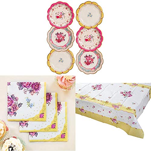 Talking Tables Truly Scrumptious Afternoon Tea Party Pretty Paper Plates, Floral Napkins, Floral Paper Tablecover von Talking Tables