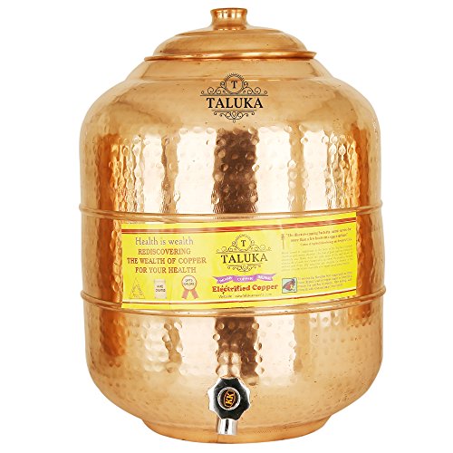 Taluka Pure Copper Water Pot Storage Tank Matka Dispeser 16 Liters Capacity 16000 ML for Kitchen & Health Benefits Yoga Ayurveda von Taluka