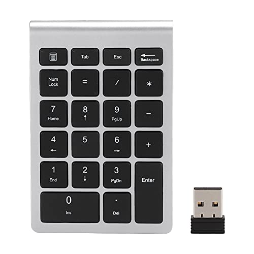 Tangxi RF304 Wireless Numeric Keypad, 22 Keys Keypad, USB 2.4G Receiver, fürXP, für, für Vista, für7/8/10 (Silber schwarz) von Tangxi