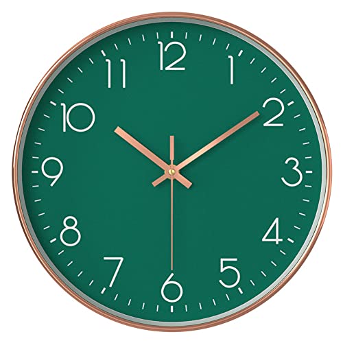 Taodyans Modern Kinder Wanduhr Ohne Tickgeräusche, Küche Wand Uhr 30cm Quarz Batteriebetrieben Hängende Uhr für Büro Klassenzimmer Wohnzimmer Schlafzimmer (Grün) von Taodyans