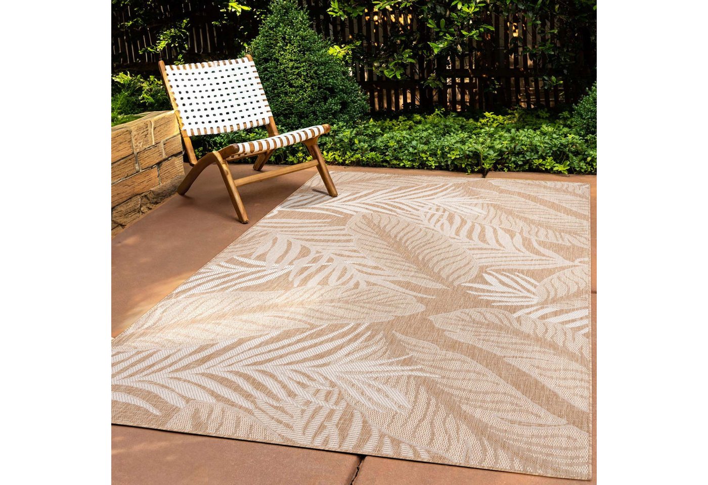 Teppich Tara Carpet Columbia-Fashion Plant In & Outdoor auch für die Küche, TaraCarpet, rechteckig, Höhe: 5 mm, Balkon Terrasse Wintergarten Plant natur creme Esszimmer 80x150 von TaraCarpet