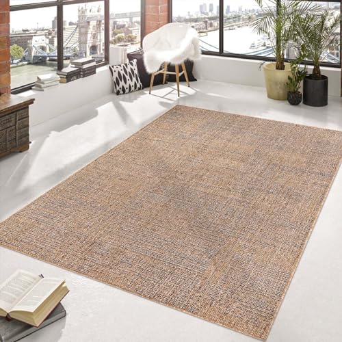 Outdoor & Indoor Teppich für Wohnzimmer Balkon Terrasse wetterfest Borneo Sisal-Jute-Optik Natur Yucatan 160x230 cm von Taracarpet