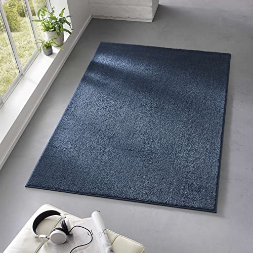 Taracarpet Teppich Kurzflor weicher Designer Uni Bodenbelag Madrid fürs Wohnzimmer, Kinderzimmer, Schlafzimmer und die Küche geeignet Dunkel-Blau 200x280 cm von Taracarpet