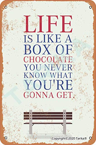Life Is Like A Box Of Chocolate 20 x 30 cm Retro-Look Eisen Dekoration Handwerk Schild für Zuhause Küche Bad Bauernhof Garten Garage inspirierende Zitate Wanddekoration von Tarika