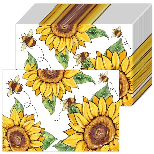 Tarklanda Sonnenblumen Papier Platzsets 50 Stück Sonnenblumen Biene Papier Tischsets 28x40 cm Papiertischsets Sommer Saisonal Dekoration für Küche Restaurant Bauernhaus Urlaub Party von Tarklanda