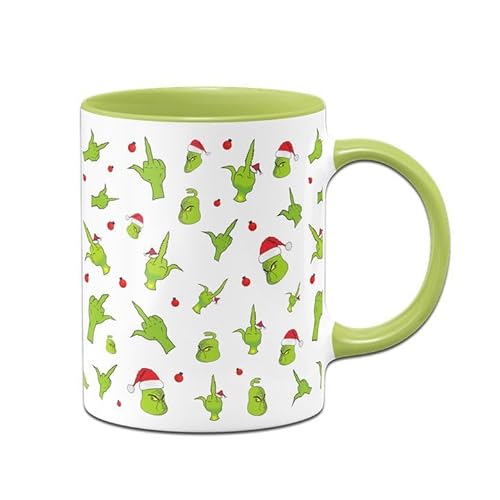 Tassenbrennerei Grinch Tasse - Rundherumdruck - Weihnachtstasse lustig - Kaffeetasse als Deko zu Weihnachten (Grün) von Tassenbrennerei