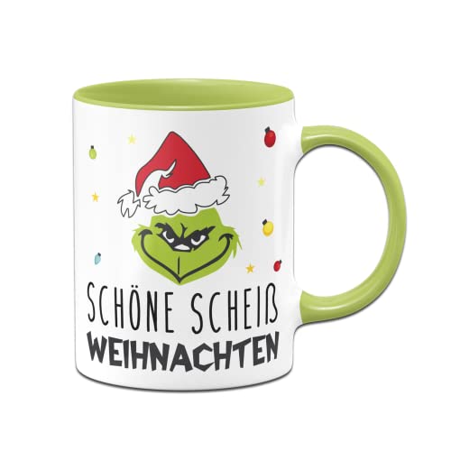 Tassenbrennerei Grinch Tasse - Schöne S Weihnachten - Weihnachtstasse mit Spruch lustig - Anti Weihnachten (Hellgrün) von Tassenbrennerei