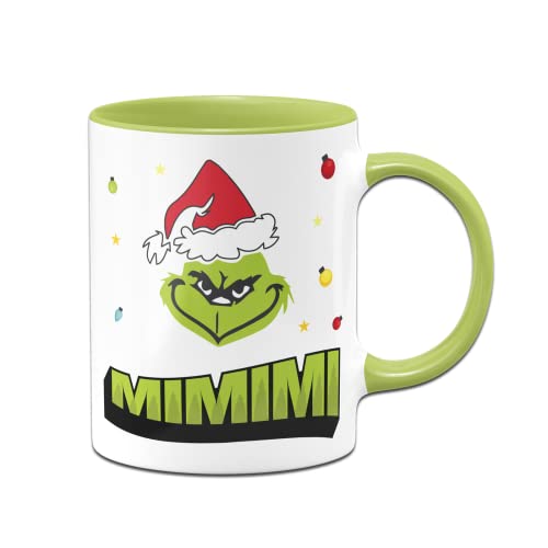 Tassenbrennerei Grinch Tasse mit Spruch MiMiMi - Weihnachtstasse lustig - Kaffeetasse mit Spruch für Weihnachten (Hellgrün) von Tassenbrennerei