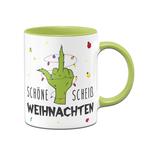 Tassenbrennerei Grinch Tasse mit Spruch Schöne S Weihnachten - Weihnachtstasse lustig - Anti Weihnachten Deko (Hellgrün) von Tassenbrennerei