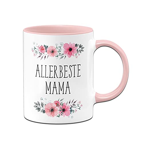 Tassenbrennerei Original - Tasse mit Spruch Allerbeste Mama mit Blümchen als Geschenk für Deine Mutter (Rosa, Mama) von Tassenbrennerei