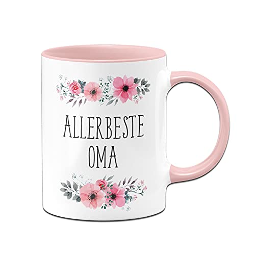 Tassenbrennerei Original - Tasse mit Spruch Allerbeste Oma mit Blümchen als Geschenk Großmutter (Rosa, Oma) von Tassenbrennerei