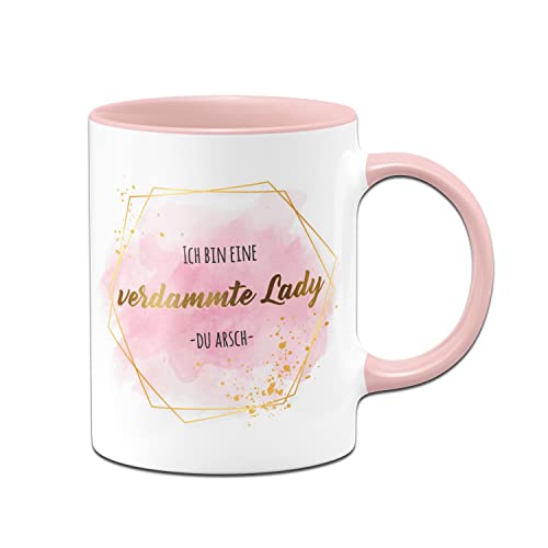 Tassenbrennerei Original Tasse mit Spruch Ich bin eine verdammte Lady du Arsch - Lady Boss Edition im Gold Design - Büro Kaffeetasse lustig für die Arbeit, Geschenk für die Freundin, Kollegin (Rosa) von Tassenbrennerei