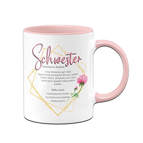 Tassenbrennerei Original - Tasse mit Spruch: Definition Schwester - Kaffeetasse lusitg als geschenk für die große oder kleine Schwester (Rosa) von Tassenbrennerei
