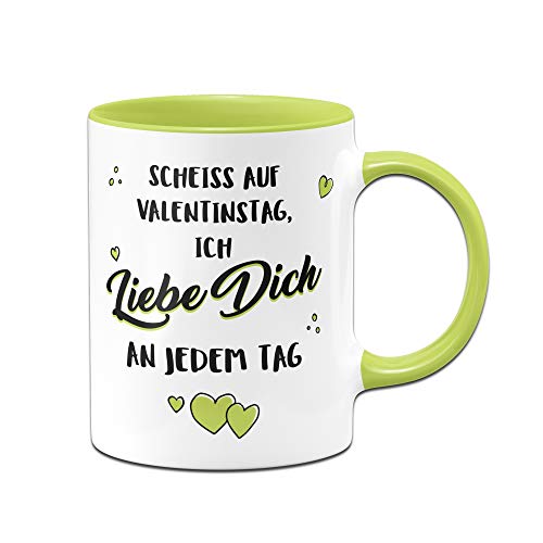 Tassenbrennerei Tasse Ich Liebe Dich jeden Tag - Geschenk für Freundin zu Weihnachten, Geburtstag, Valentinstag und Jahrestag (Hellgrün) von Tassenbrennerei