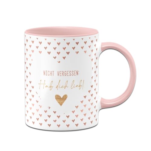 Tassenbrennerei Tasse - Nicht vergessen: Hab dich lieb! - Kaffeetasse mit Spruch - Ich liebe Dich - Geschenk für Freundin (Rosa) von Tassenbrennerei