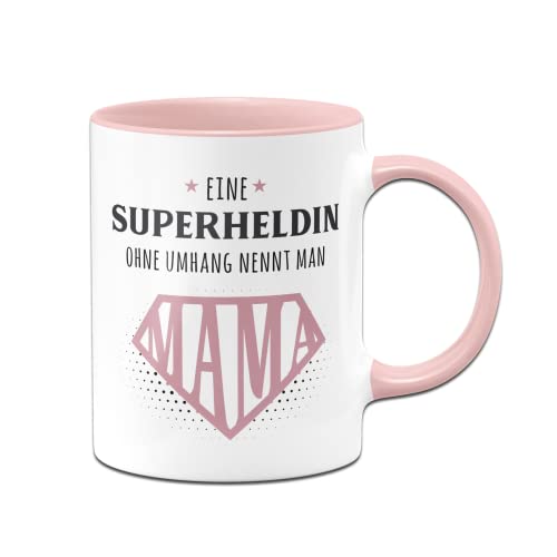 Tassenbrennerei Tasse mit Spruch Eine Superheldin ohne Umhang nennt man Mama - Kaffeetasse lustig als Geschenk für Mutter (Rosa) von Tassenbrennerei