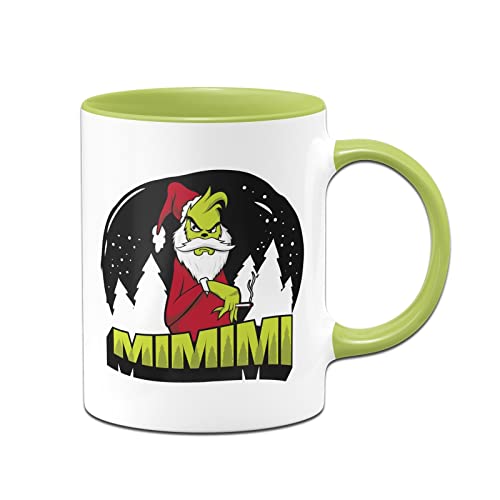 Tassenbrennerei Tasse mit Spruch - Grinch MiMiMi - Weihnachtstasse lustig für Kollegen, Kollegin - Kaffeetasse Weihnachten (Hellgrün) von Tassenbrennerei