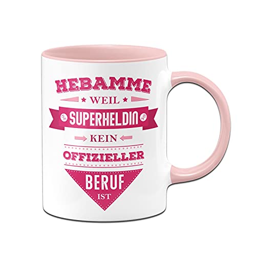 Tassenbrennerei Tasse mit Spruch Hebamme weil Superheldin kein offizieller Beruf ist - Lustige Kaffeetasse als Geschenk (Rosa, Hebamme) von Tassenbrennerei