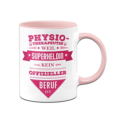 Tassenbrennerei Tasse mit Spruch Physiotherapeutin weil Superheldin kein offizieller Beruf ist - Lustige Kaffeetasse als Geschenk (Rosa, Physiotherapeutin) von Tassenbrennerei