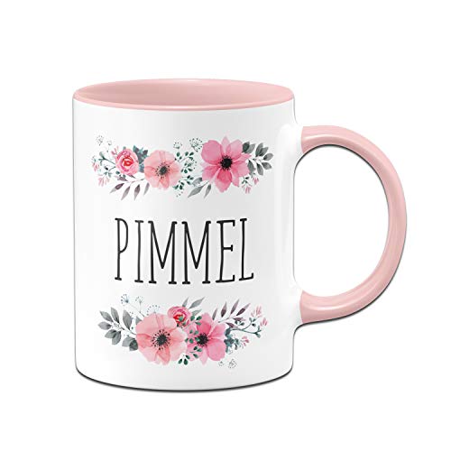 Tassenbrennerei Tasse mit Spruch Pimmel blumig - Kaffeetasse lustig mit Beleidigung - Spülmaschinenfest (Rosa) von Tassenbrennerei