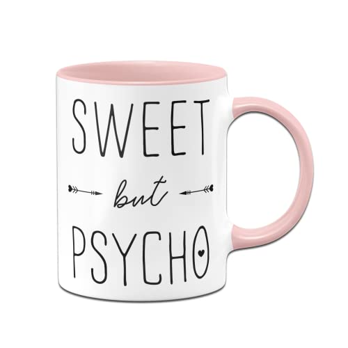 Tassenbrennerei Tasse mit Spruch Sweet but Psycho - Kaffeetasse lustig als Geschenk für Freundin, Schwester oder Freund (Rosa) von Tassenbrennerei