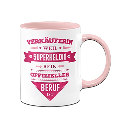 Tassenbrennerei Tasse mit Spruch Verkäuferin weil Superheld kein offizieller Beruf ist - Lustige Kaffeetasse als Geschenk Arbeitskollegin (Rosa, Verkäuferin) von Tassenbrennerei
