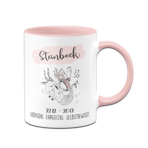 Tassenbrennerei Tasse mit Sternzeichen Steinbock - Kaffeetasse Rosa als Geschenk zum Geburtstag, Horoskop, Astronomie (Steinbock) von Tassenbrennerei