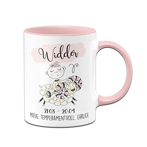 Tassenbrennerei Tasse mit Sternzeichen Widder - Kaffeetasse Rosa als Geschenk zum Geburtstag, Horoskop, Astronomie (Widder) von Tassenbrennerei
