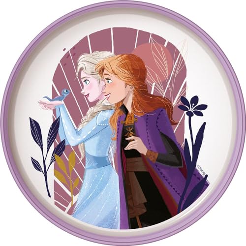Tataway in viaggio si cresce Disney Frozen Elsa Anna weißer und lila Kunststoff-Essteller für Mädchen mit rutschfester Unterseite von Tataway in viaggio si cresce