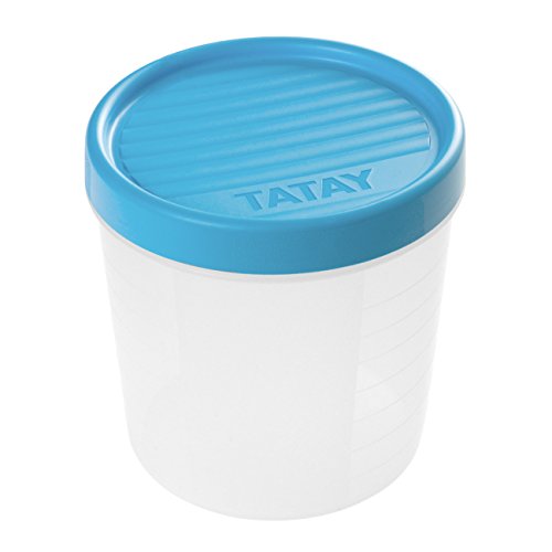 Tatay Frischhaltedose, Vakuum, 1 Liter Fassungsvermögen, Schraubdeckel, BPA frei, Geeignet Mikrowelle und Spülmaschine, Blau. Maße: 12 x 12 x 12,5 cm von TATAY