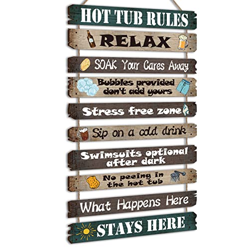 Tatuo Holzschild mit Aufschrift "Hot Tub Rules", lustiges Whirlpool-Regeln, dekoratives Schild, Wandschild für Pool, Hinterhof, Outdoor-Wandkunst, Zubehör (modern) von Tatuo