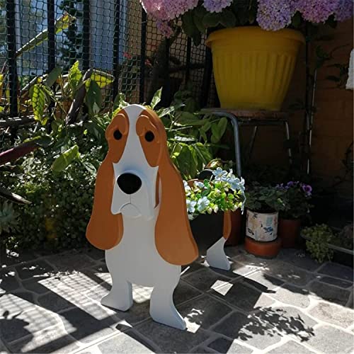 Tauzveok Pflanze Holz blumenkübel,Hund blumentopf, pflanzgefäße für draussen deko, für gartendeko, Kakteen, Büro, Perfekte Geschenkidee blumentöpfe,Basset von Tauzveok