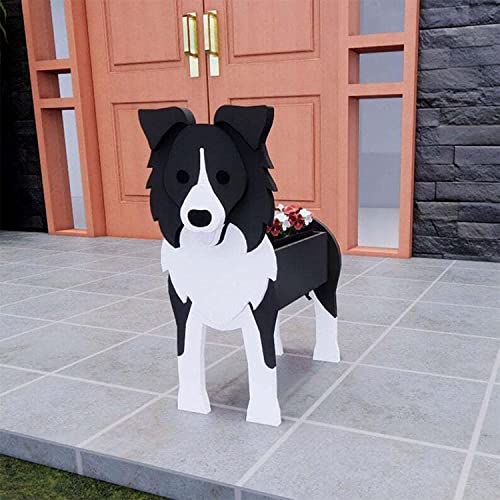 Tauzveok Pflanze Holz blumenkübel,Hund blumentopf, pflanzgefäße für draussen deko, für gartendeko, Kakteen, Büro, Perfekte Geschenkidee blumentöpfe,Border Collie von Tauzveok