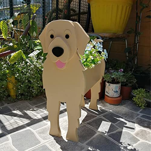 Tauzveok Pflanze Holz blumenkübel,Hund blumentopf, pflanzgefäße für draussen deko, für gartendeko, Kakteen, Büro, Perfekte Geschenkidee blumentöpfe,Golden Retriever von Tauzveok