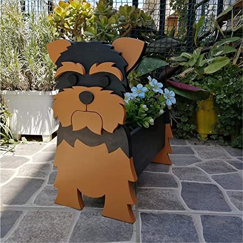 Tauzveok Pflanze Holz blumenkübel,Hund blumentopf, pflanzgefäße für draussen deko, für gartendeko, Kakteen, Büro, Perfekte Geschenkidee blumentöpfe,Yorkshire von Tauzveok