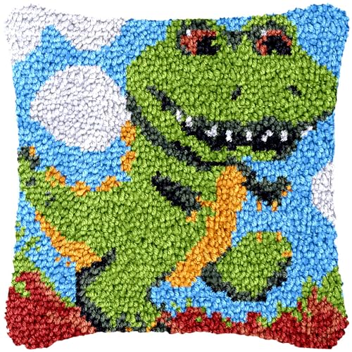 Taxpy DIY Knüpfkissen Zum Selber Knüpfen Set, Knüpfhaken-Set Kissenbezug Knüpfteppiche Set Kissen Knüpfen Latch Hook Kit Für Kinder Und Erwachsene,43x43cm(Tiermuster,A) von Taxpy