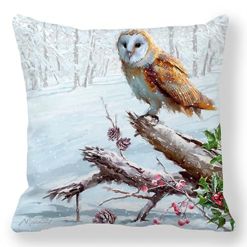 Taxpy Diy Knüpfen Set Erwachsene Kissen Winter Wald Eule H?keln Geschenk Tier Kreuzstich Sofa Kissenbezug Werkzeug Fit Für Kinder Und Erwachsene 17X17In von Taxpy