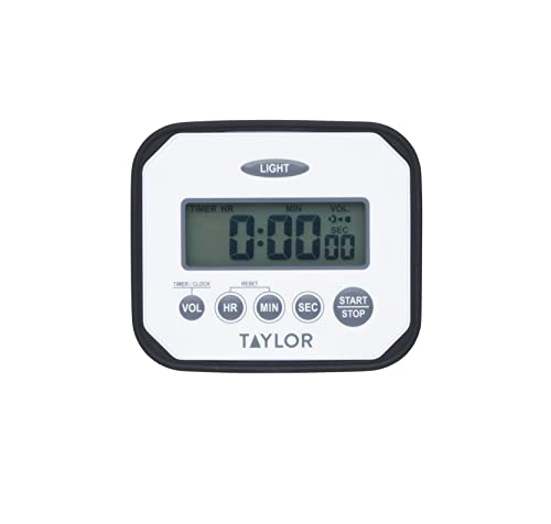 Taylor Pro, Digitaler Hochleistungsfähiger Küchentimer, schlag- und spritzwasser- bzw. wasserfest, Countdown-Uhr für Küchenchefs zum Kochen, Kunststoff/Weiß von Taylor